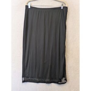 No Boundaries Women's Size XL 16-18 Black Mesh Overlay Midi Skirt Side Slit
